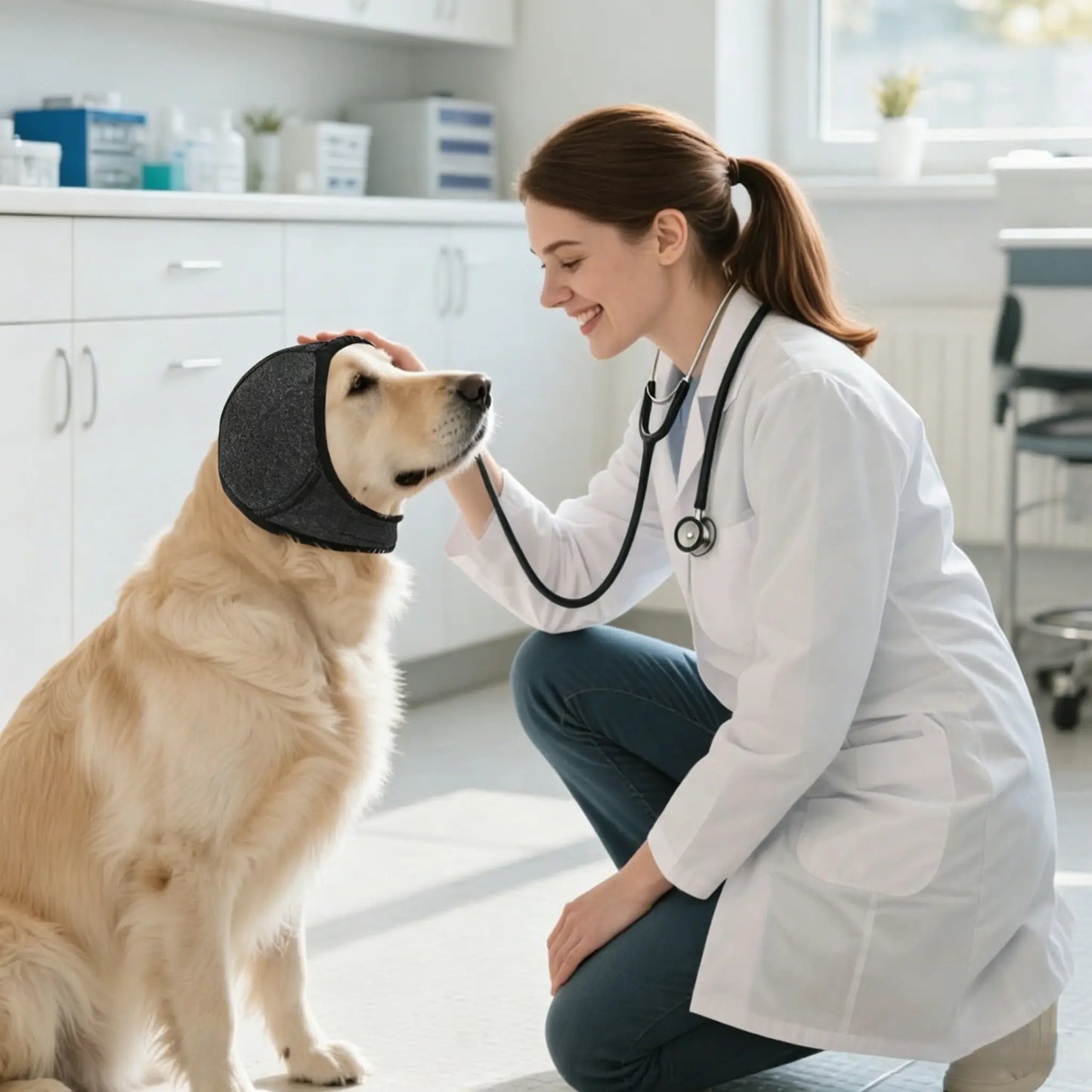 Dog Ear Protection Muffs for Noise Reduction, Adjustable and Comfortable Ear Wrap for Calming Dogs During Fireworks, Bathing, and Swimming Activities