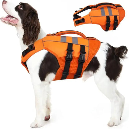 Kuoser Large Dog Life Jacket - High Flotation Safety Vest for Swimming and Boating, Reflective Water Vest with Rescue Handle