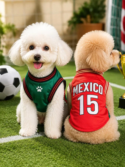 Lightweight Breathable Sleeveless Mesh Pet Sports Jersey for Dogs and Cats - Cute Soccer Style Vest for Small to Medium Pets, Ideal for Parties, Photos, Walks, and Game Day