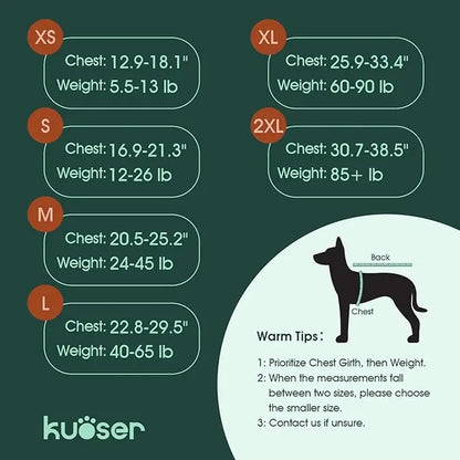 Kuoser Large Dog Life Jacket - High Flotation Safety Vest for Swimming and Boating, Reflective Water Vest with Rescue Handle
