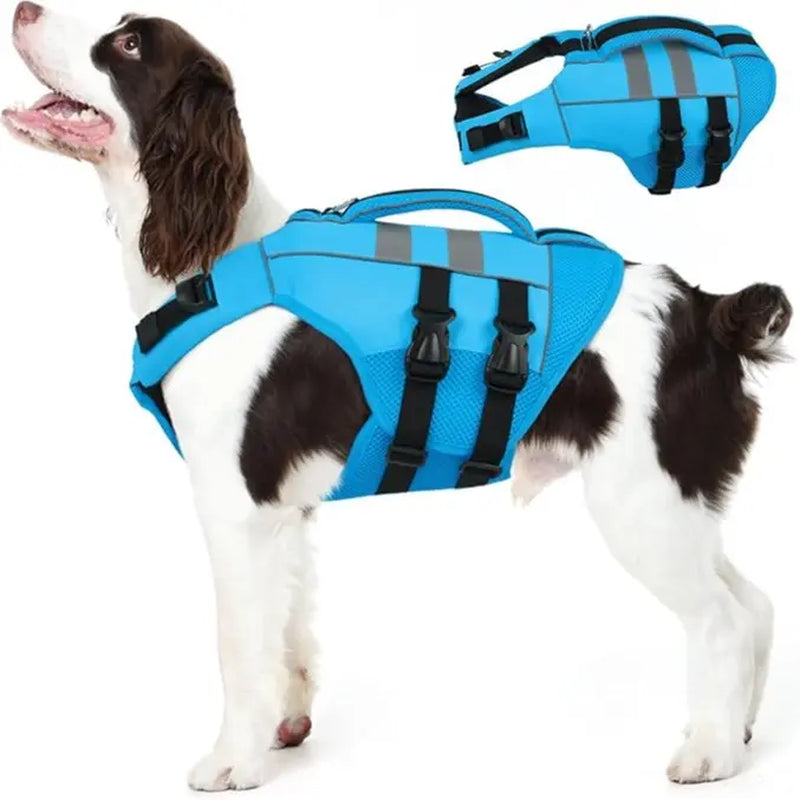 Kuoser Large Dog Life Jacket - High Flotation Safety Vest for Swimming and Boating, Reflective Water Vest with Rescue Handle