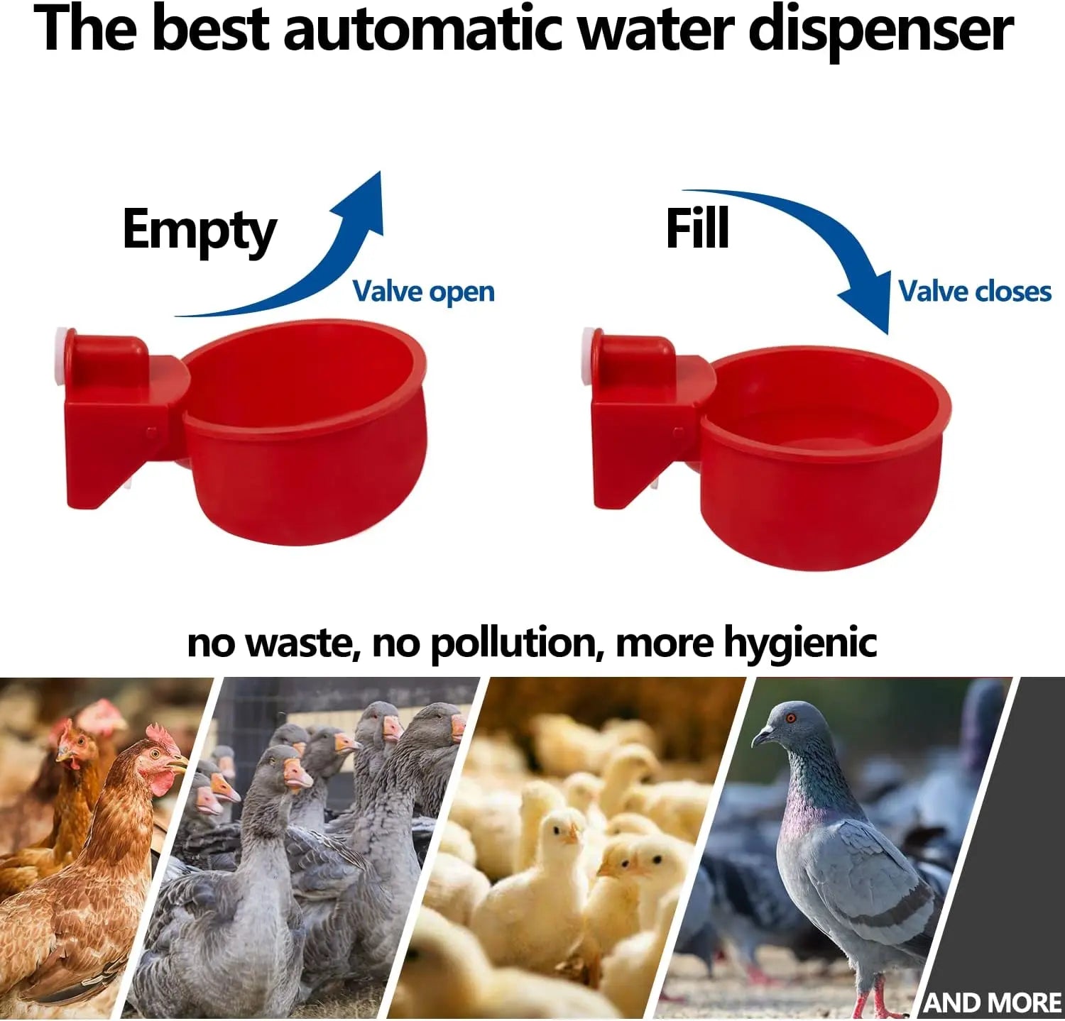 Automatic Poultry Waterer Cups | Versatile Water Feeder for Chickens, Ducks, Geese, Turkeys, and Rabbits | 5-Pack Poultry Water Feeding Kit