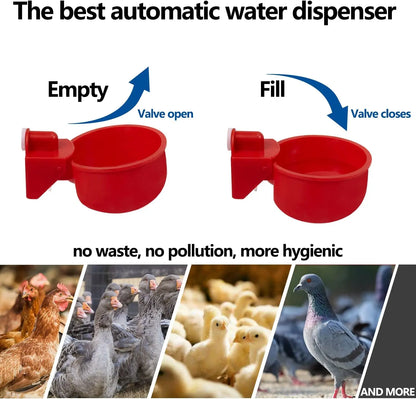 Automatic Poultry Waterer Cups | Versatile Water Feeder for Chickens, Ducks, Geese, Turkeys, and Rabbits | 5-Pack Poultry Water Feeding Kit