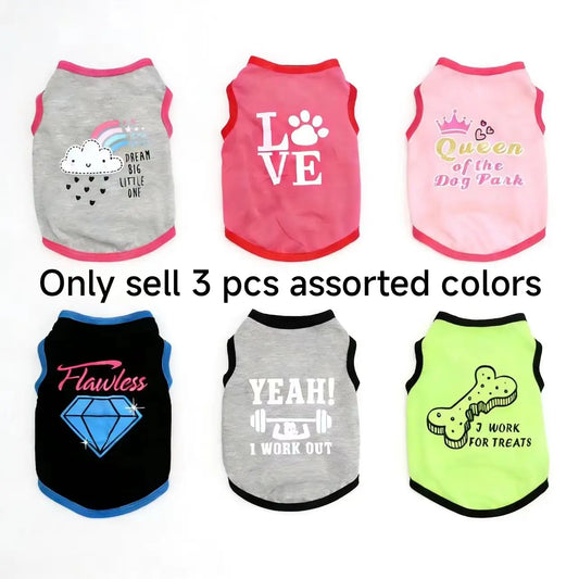 Trendy Pet Vest Shirts for Dogs and Cats - 3 Pack, Elastic Clothing for Small to Medium Pets, Ideal for Spring and Summer Festivals