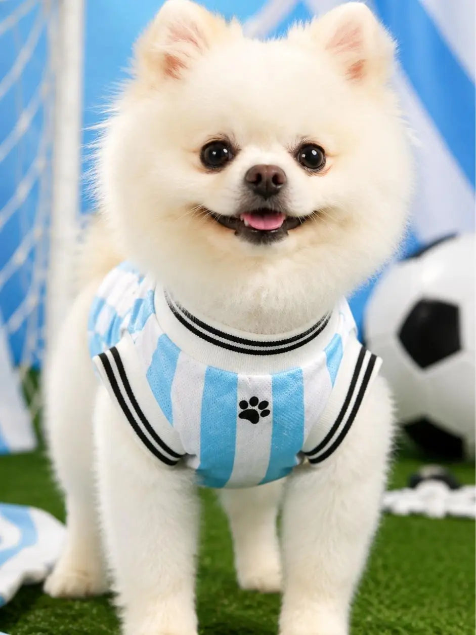 Lightweight Breathable Sleeveless Mesh Pet Sports Jersey for Dogs and Cats - Cute Soccer Style Vest for Small to Medium Pets, Ideal for Parties, Photos, Walks, and Game Day