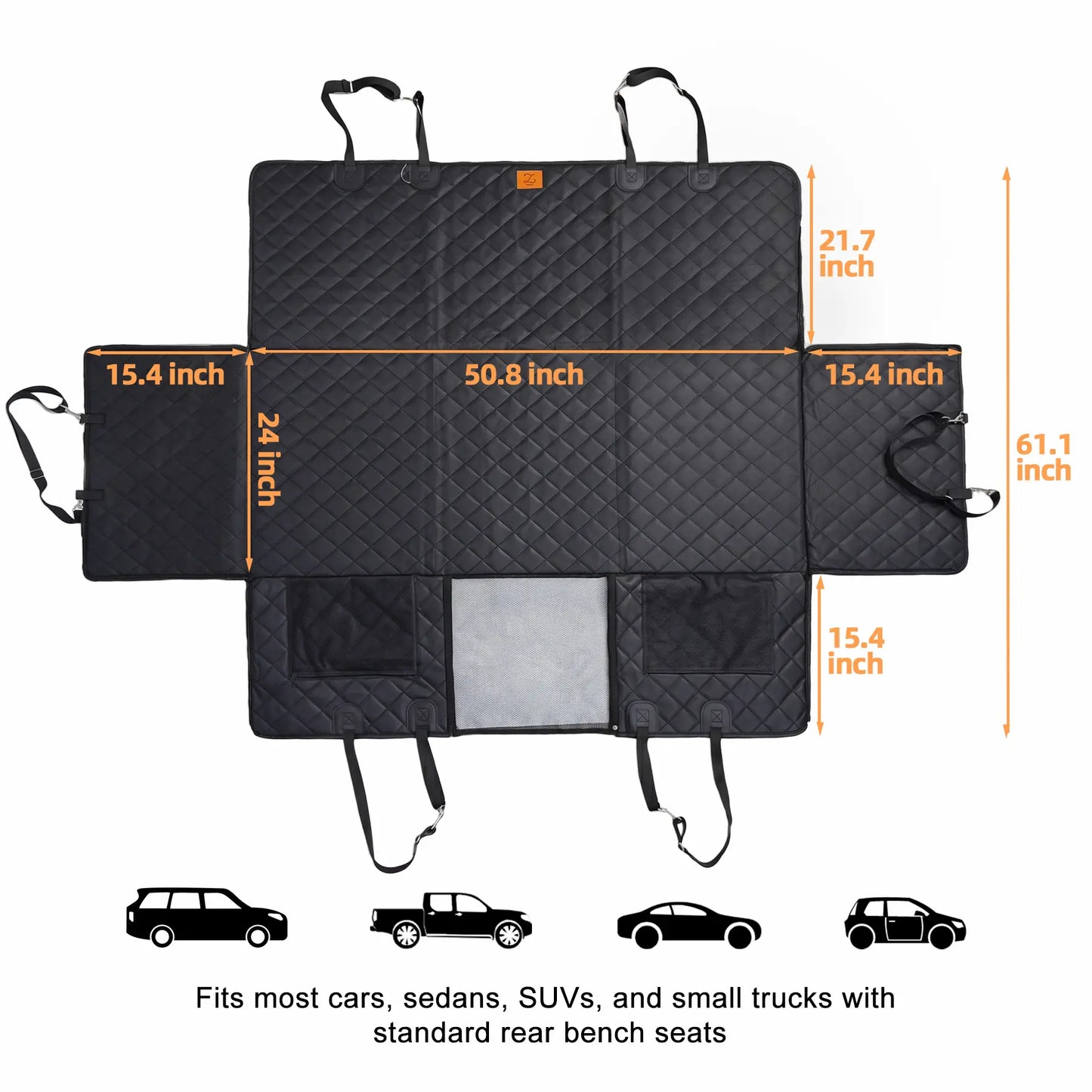 Zvrpet Waterproof Dog Car Seat Cover with Mesh Window - Heavy-Duty, Scratch-Resistant Hammock for SUVs and Trucks, Large Size, Non-Slip Design