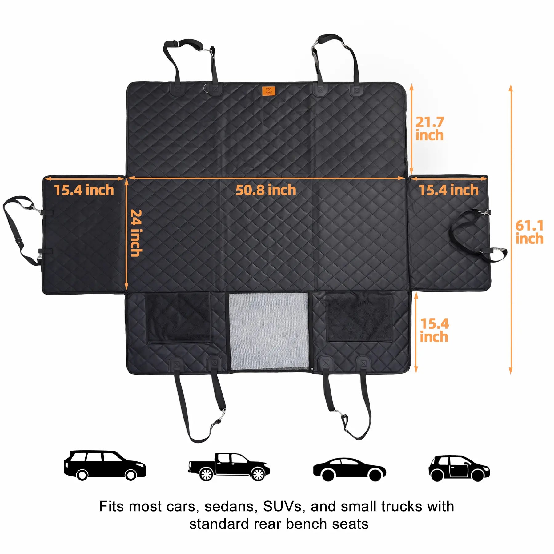 Zvrpet Waterproof Dog Car Seat Cover with Mesh Window - Heavy-Duty, Scratch-Resistant Hammock for SUVs and Trucks, Large Size, Non-Slip Design