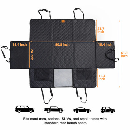 Zvrpet Waterproof Dog Car Seat Cover with Mesh Window - Heavy-Duty, Scratch-Resistant Hammock for SUVs and Trucks, Large Size, Non-Slip Design