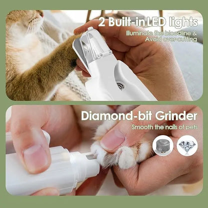 2-in-1 Rechargeable LED Pet Nail Clipper and Grinder with Protective Guard and Quick Sensor for Dogs, Cats, and Rabbits