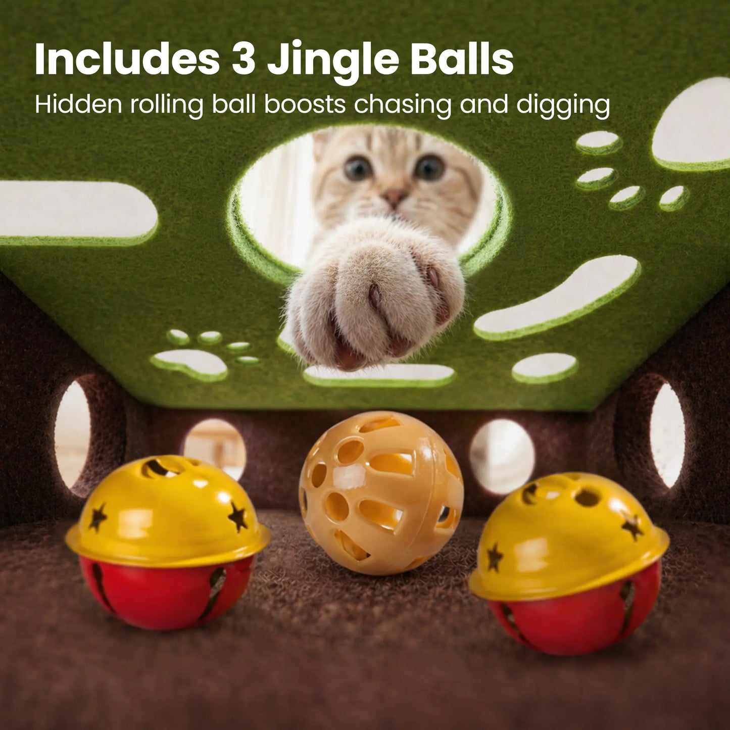 Potaroma Interactive Felt Cat Puzzle Toy with Jingle Balls for Indoor Enrichment and Play for Kittens and Adult Cats