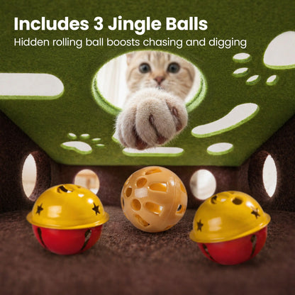 Potaroma Interactive Felt Cat Puzzle Toy with Jingle Balls for Indoor Enrichment and Play for Kittens and Adult Cats