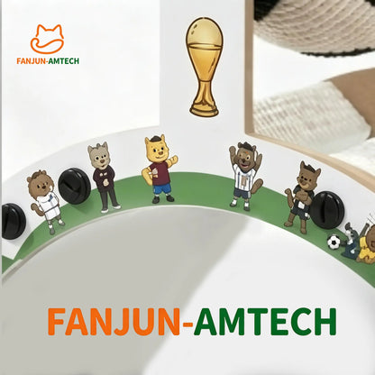 Durable Cat Scratching Post with Soccer Ball - Upgraded Hardened Corrugated Cardboard Arch Bridge - Soccer-Themed Indoor Cat Furniture