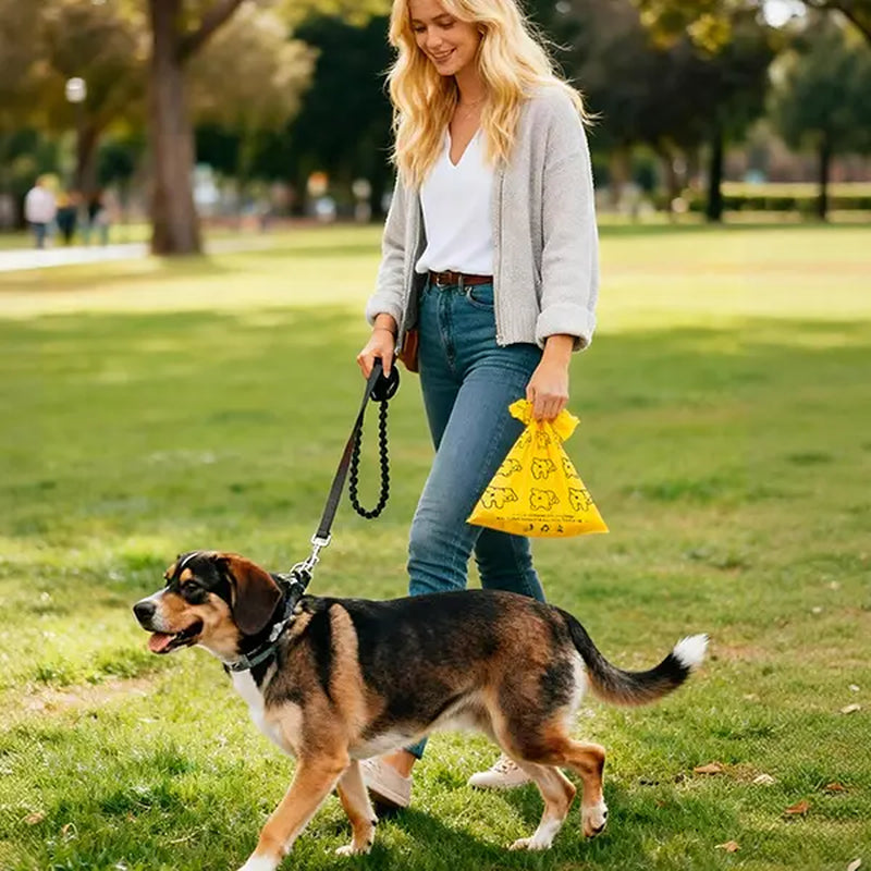 Passion Fruit Scented Leak-Proof Pet Waste Bags - Extra Thick & Large, 365 Count Pack, Yellow Velcro Accessories for Dogs and Cats