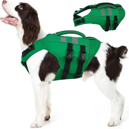 Kuoser Large Dog Life Jacket - High Flotation Safety Vest for Swimming and Boating, Reflective Water Vest with Rescue Handle