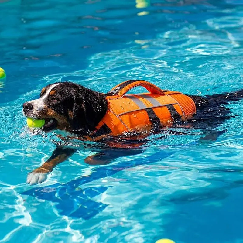 Kuoser Large Dog Life Jacket - High Flotation Safety Vest for Swimming and Boating, Reflective Water Vest with Rescue Handle