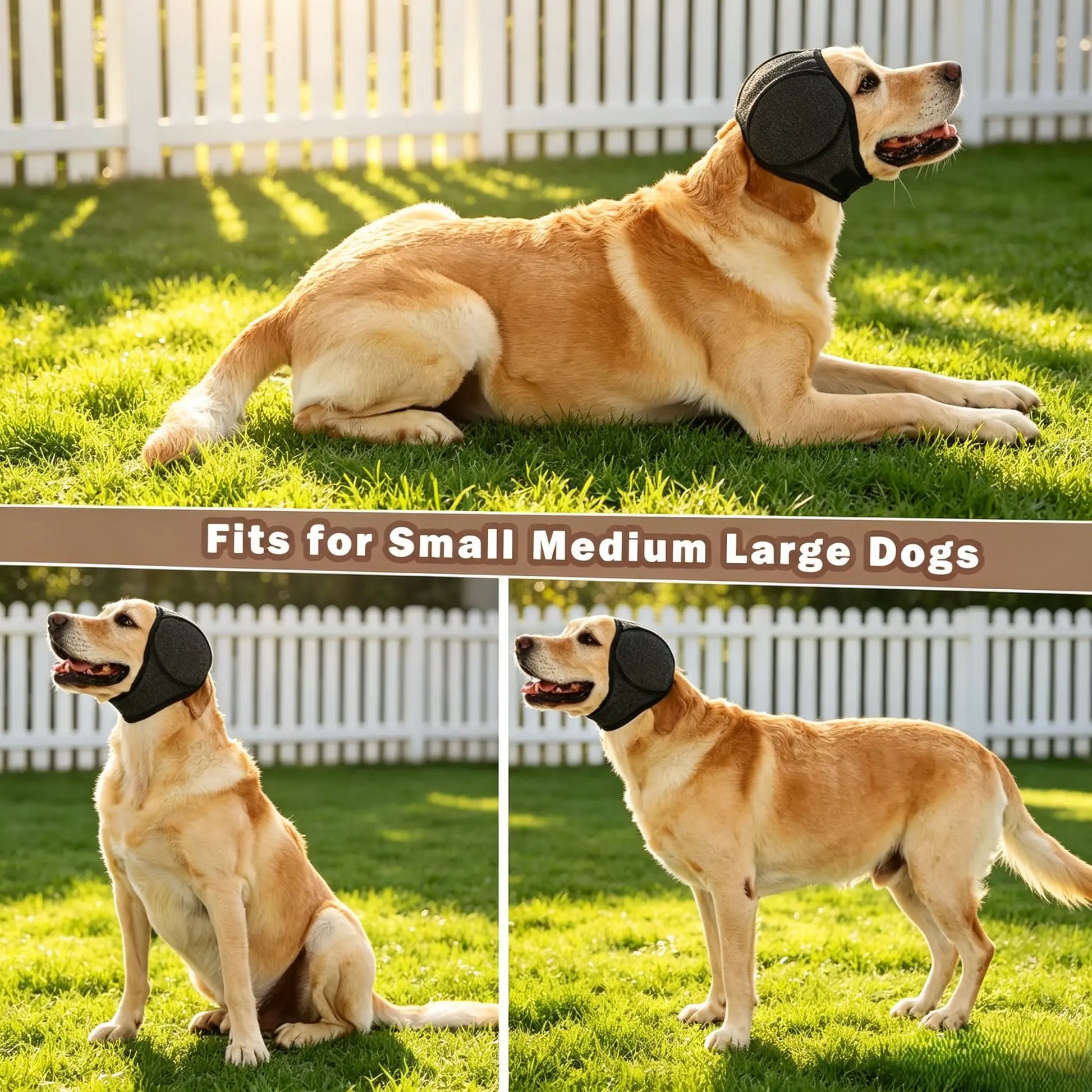 Dog Ear Protection Muffs for Noise Reduction, Adjustable and Comfortable Ear Wrap for Calming Dogs During Fireworks, Bathing, and Swimming Activities