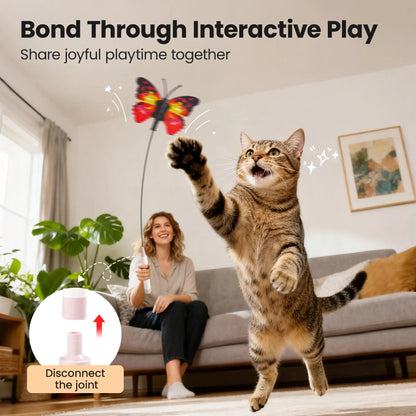 Potaroma Non-Toxic Interactive Butterfly Cat Wand - Rechargeable Electric Spinning and Shaking Toy with Suction Cup and Handheld/Self-Play Modes for Cats and Kittens