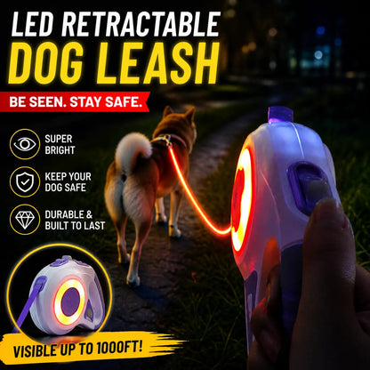 Pawzseek LED Retractable Dog Leash for Enhanced Nighttime Walks