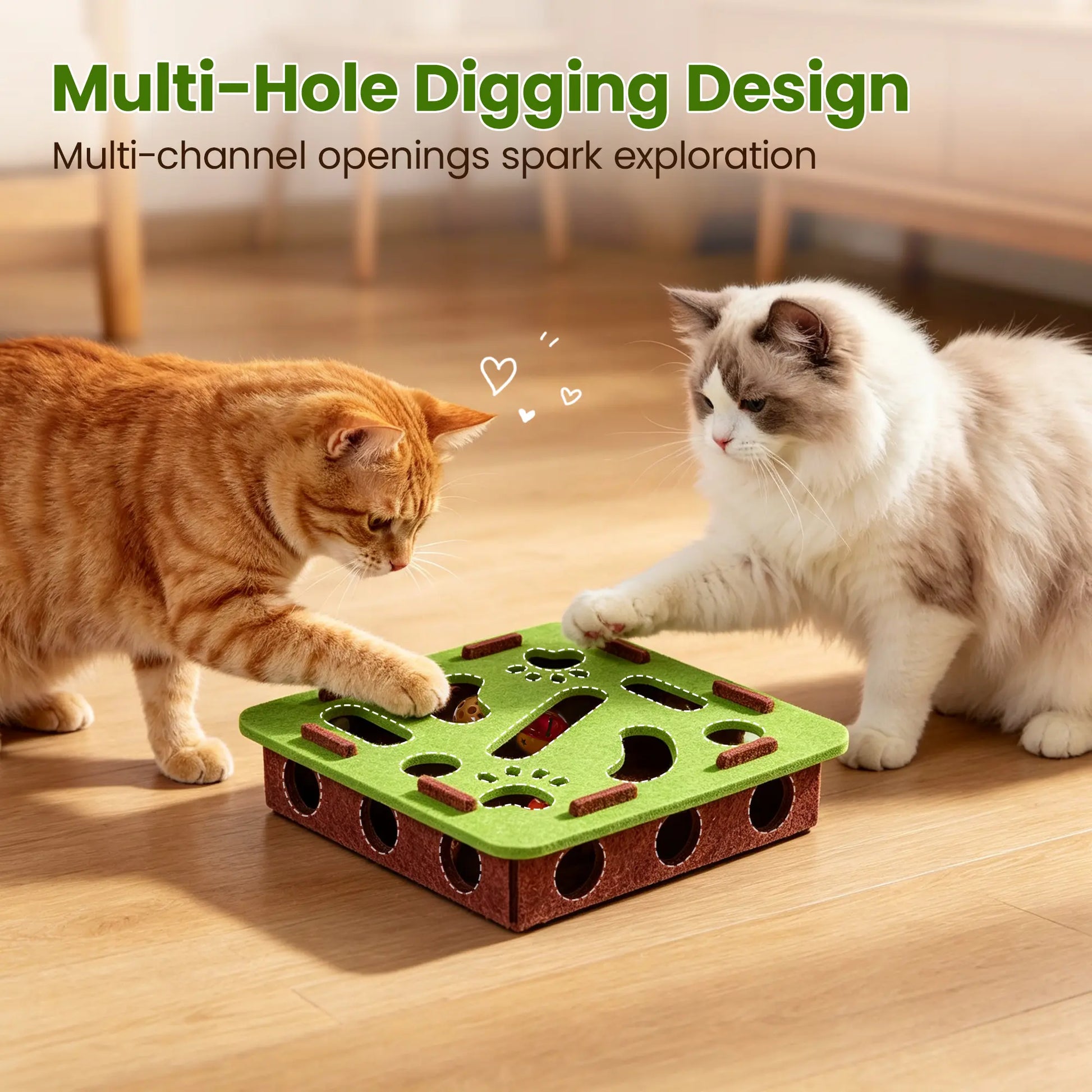 Potaroma Interactive Felt Cat Puzzle Toy with Jingle Balls for Indoor Enrichment and Play for Kittens and Adult Cats
