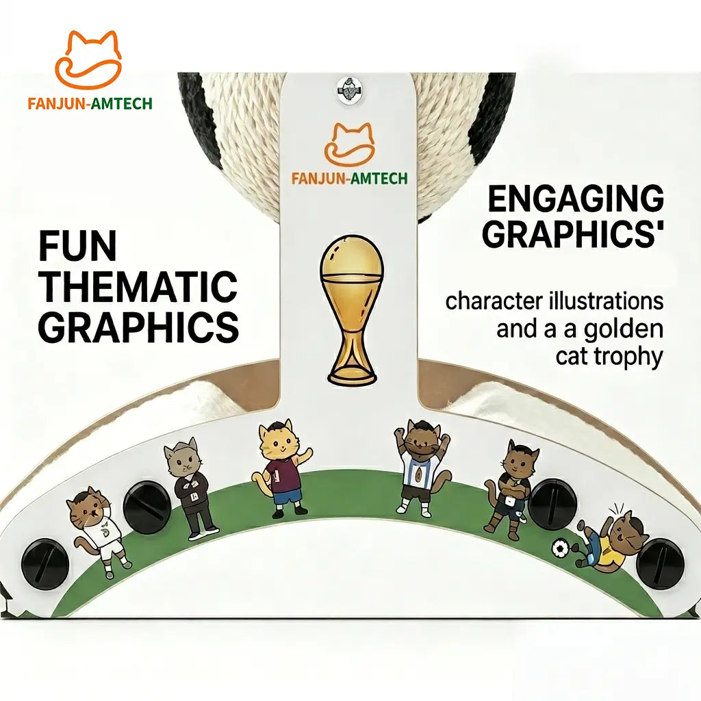 Durable Cat Scratching Post with Soccer Ball - Upgraded Hardened Corrugated Cardboard Arch Bridge - Soccer-Themed Indoor Cat Furniture