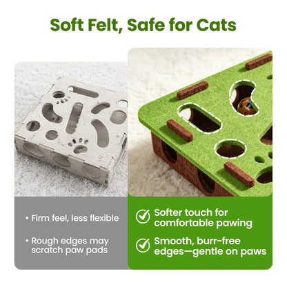 Potaroma Interactive Felt Cat Puzzle Toy with Jingle Balls for Indoor Enrichment and Play for Kittens and Adult Cats