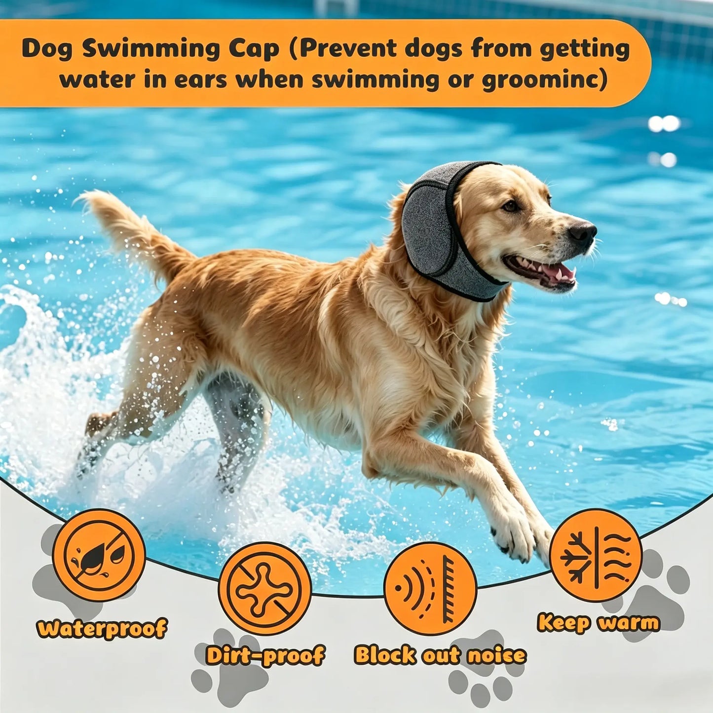 Dog Ear Protection Muffs for Noise Reduction, Adjustable and Comfortable Ear Wrap for Calming Dogs During Fireworks, Bathing, and Swimming Activities