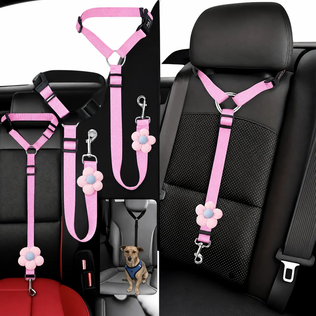 Pawzseek Dog Seat Belt for SUV and Car - Vehicle Safety Harness and Buckle for Pets, Ideal Christmas Gift