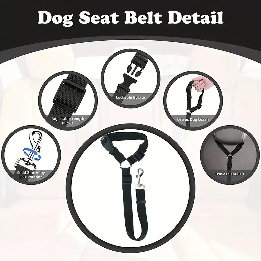 Pawzseek Dog Seat Belt for SUV and Car - Vehicle Safety Harness and Buckle for Pets, Ideal Christmas Gift