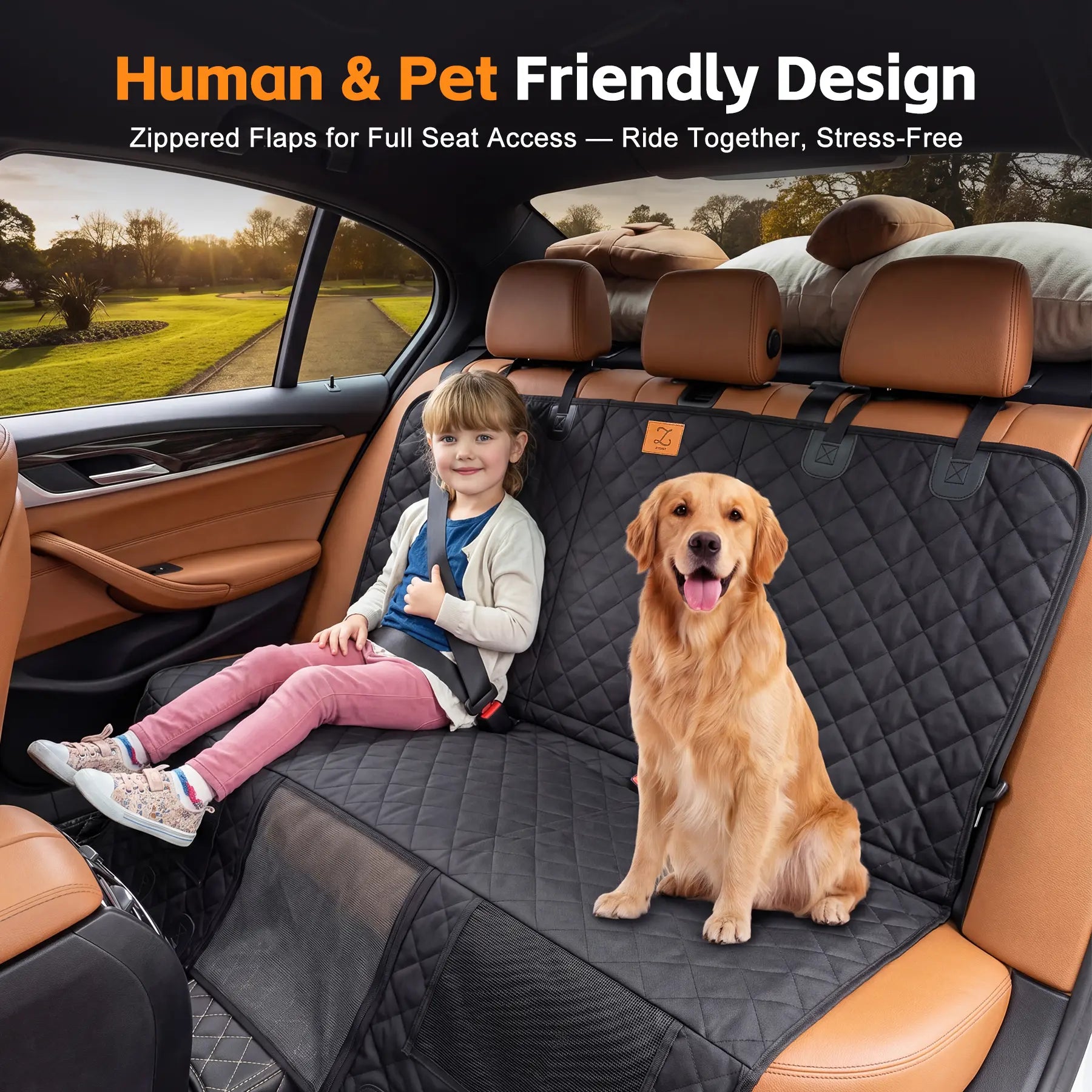 Zvrpet Waterproof Dog Car Seat Cover with Mesh Window - Heavy-Duty, Scratch-Resistant Hammock for SUVs and Trucks, Large Size, Non-Slip Design