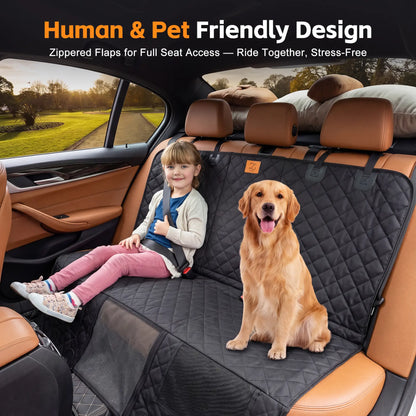 Zvrpet Waterproof Dog Car Seat Cover with Mesh Window - Heavy-Duty, Scratch-Resistant Hammock for SUVs and Trucks, Large Size, Non-Slip Design