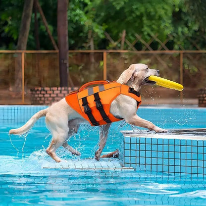 Kuoser Large Dog Life Jacket - High Flotation Safety Vest for Swimming and Boating, Reflective Water Vest with Rescue Handle