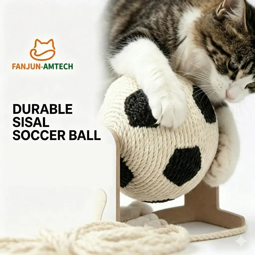 Durable Cat Scratching Post with Soccer Ball - Upgraded Hardened Corrugated Cardboard Arch Bridge - Soccer-Themed Indoor Cat Furniture