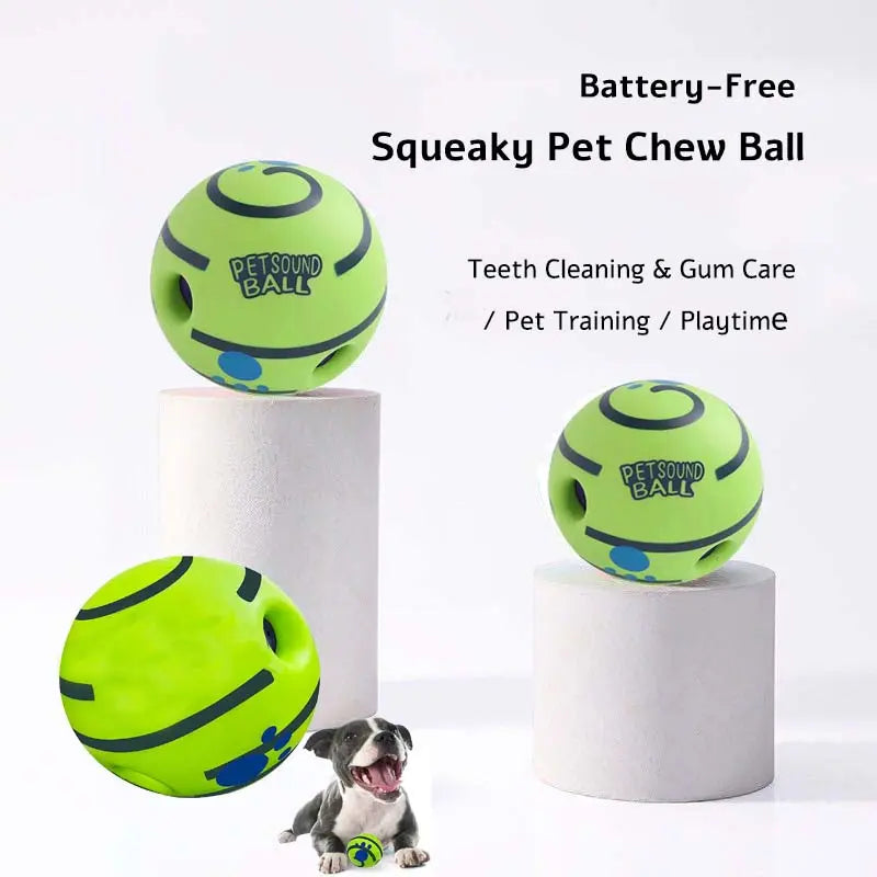 Indestructible Interactive Dog Ball - Battery-Free Squeaky Toy for Aggressive Chewers and Pet Training Essentials