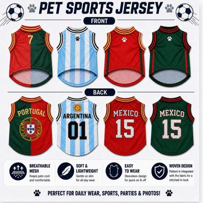 Lightweight Breathable Sleeveless Mesh Pet Sports Jersey for Dogs and Cats - Cute Soccer Style Vest for Small to Medium Pets, Ideal for Parties, Photos, Walks, and Game Day