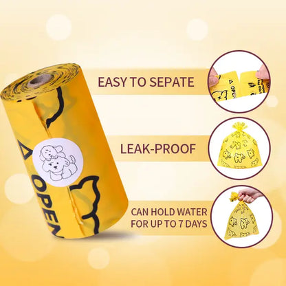 Passion Fruit Scented Leak-Proof Pet Waste Bags - Extra Thick & Large, 365 Count Pack, Yellow Velcro Accessories for Dogs and Cats