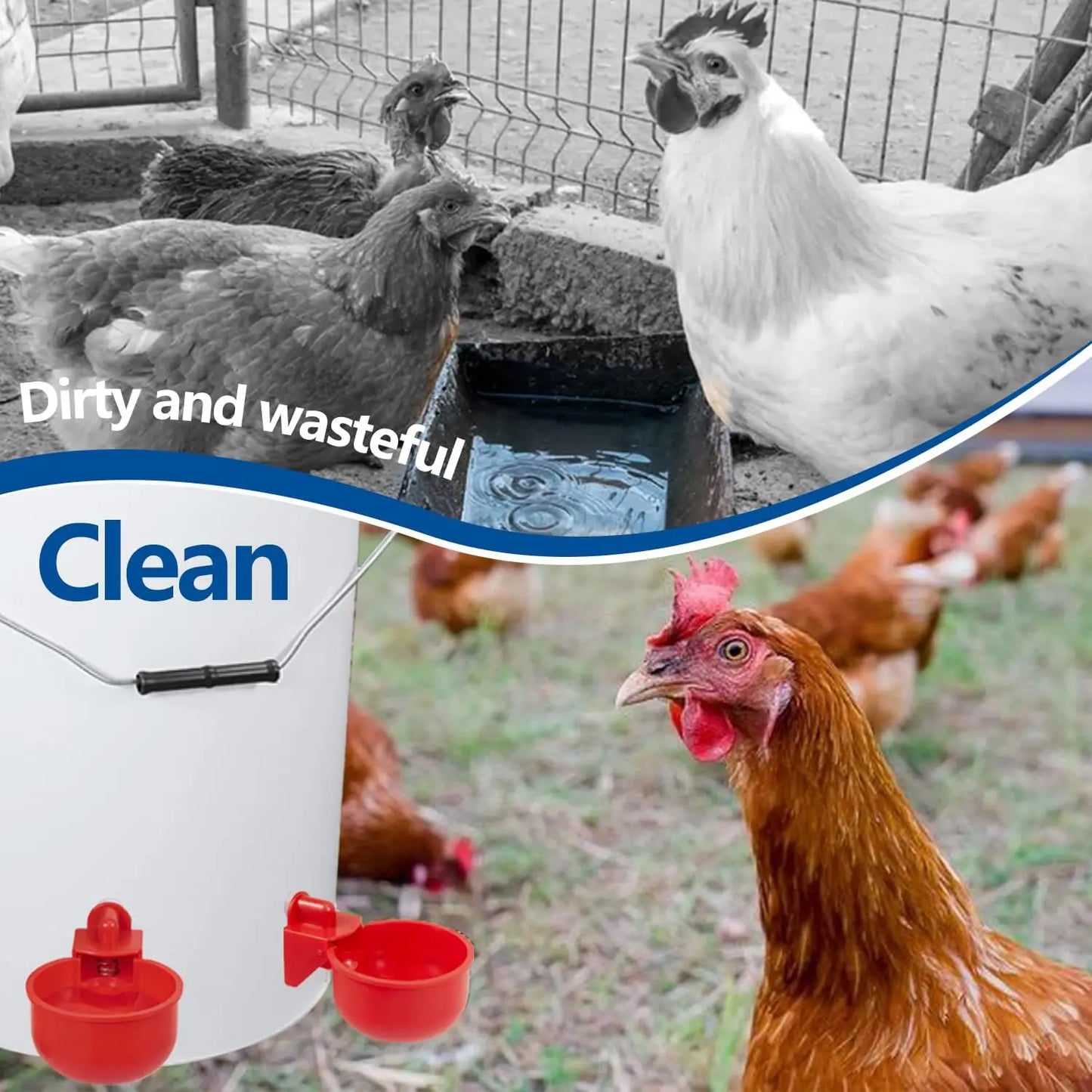 Automatic Poultry Waterer Cups | Versatile Water Feeder for Chickens, Ducks, Geese, Turkeys, and Rabbits | 5-Pack Poultry Water Feeding Kit