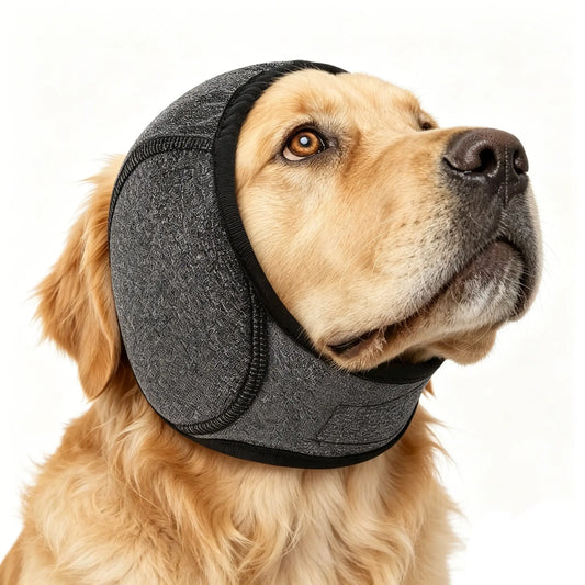Dog Ear Protection Muffs for Noise Reduction, Adjustable and Comfortable Ear Wrap for Calming Dogs During Fireworks, Bathing, and Swimming Activities