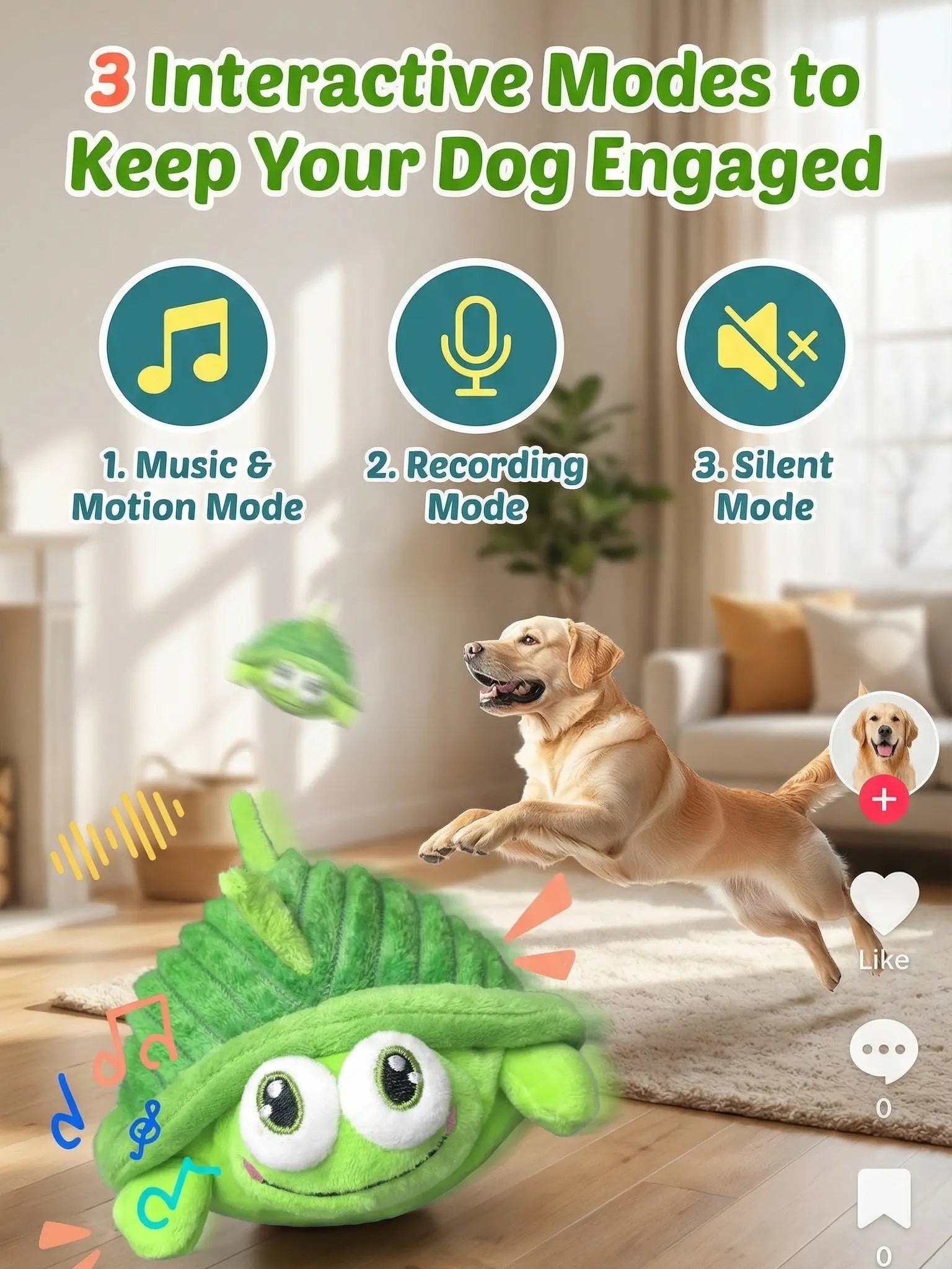 Interactive Motion-Activated Dog Ball - USB Rechargeable Automatic Rolling Toy with Squeaker for Boredom Relief in Small, Medium, and Large Dogs and Cats - Durable Indoor and Outdoor Pet Toy
