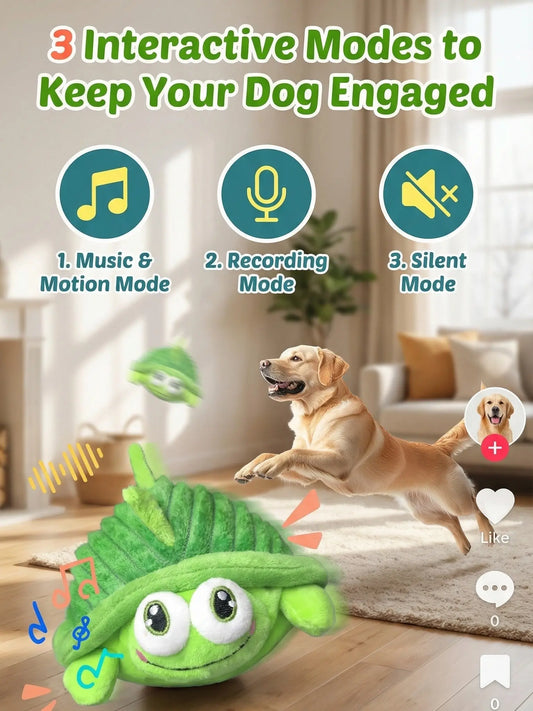 Interactive Motion-Activated Dog Ball - USB Rechargeable Automatic Rolling Toy with Squeaker for Boredom Relief in Small, Medium, and Large Dogs and Cats - Durable Indoor and Outdoor Pet Toy