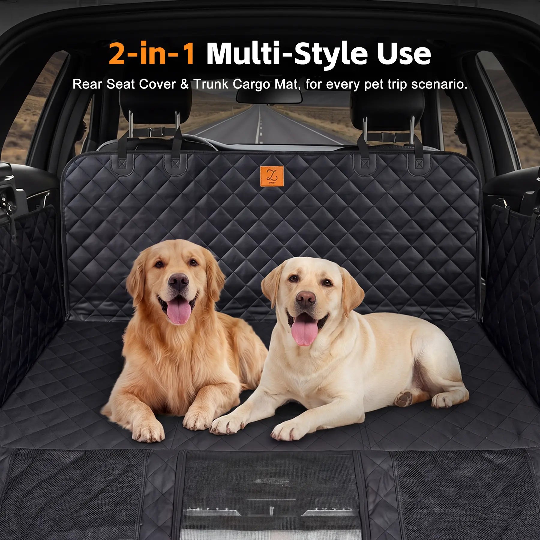 Zvrpet Waterproof Dog Car Seat Cover with Mesh Window - Heavy-Duty, Scratch-Resistant Hammock for SUVs and Trucks, Large Size, Non-Slip Design