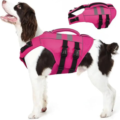 Kuoser Large Dog Life Jacket - High Flotation Safety Vest for Swimming and Boating, Reflective Water Vest with Rescue Handle