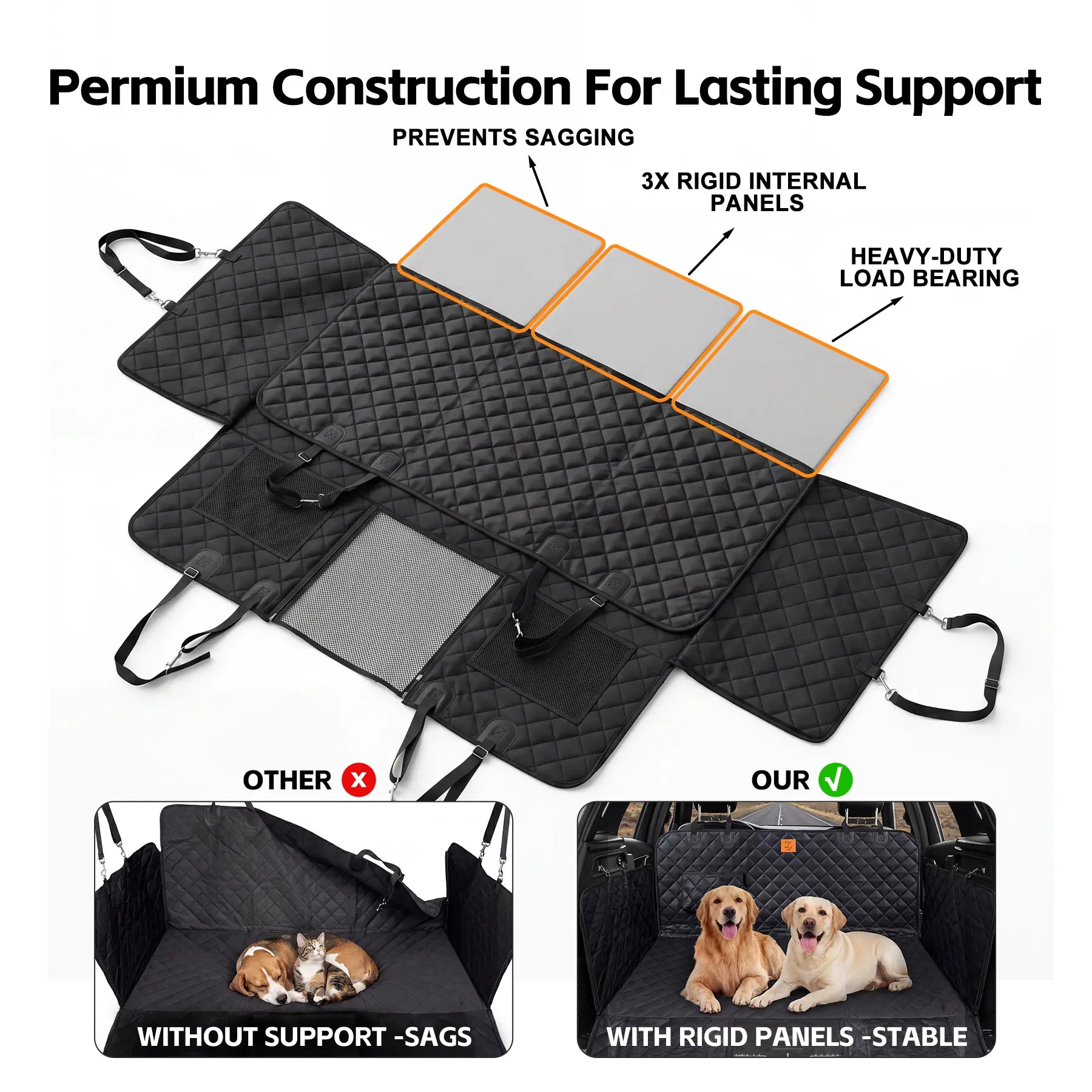 Zvrpet Waterproof Dog Car Seat Cover with Mesh Window - Heavy-Duty, Scratch-Resistant Hammock for SUVs and Trucks, Large Size, Non-Slip Design