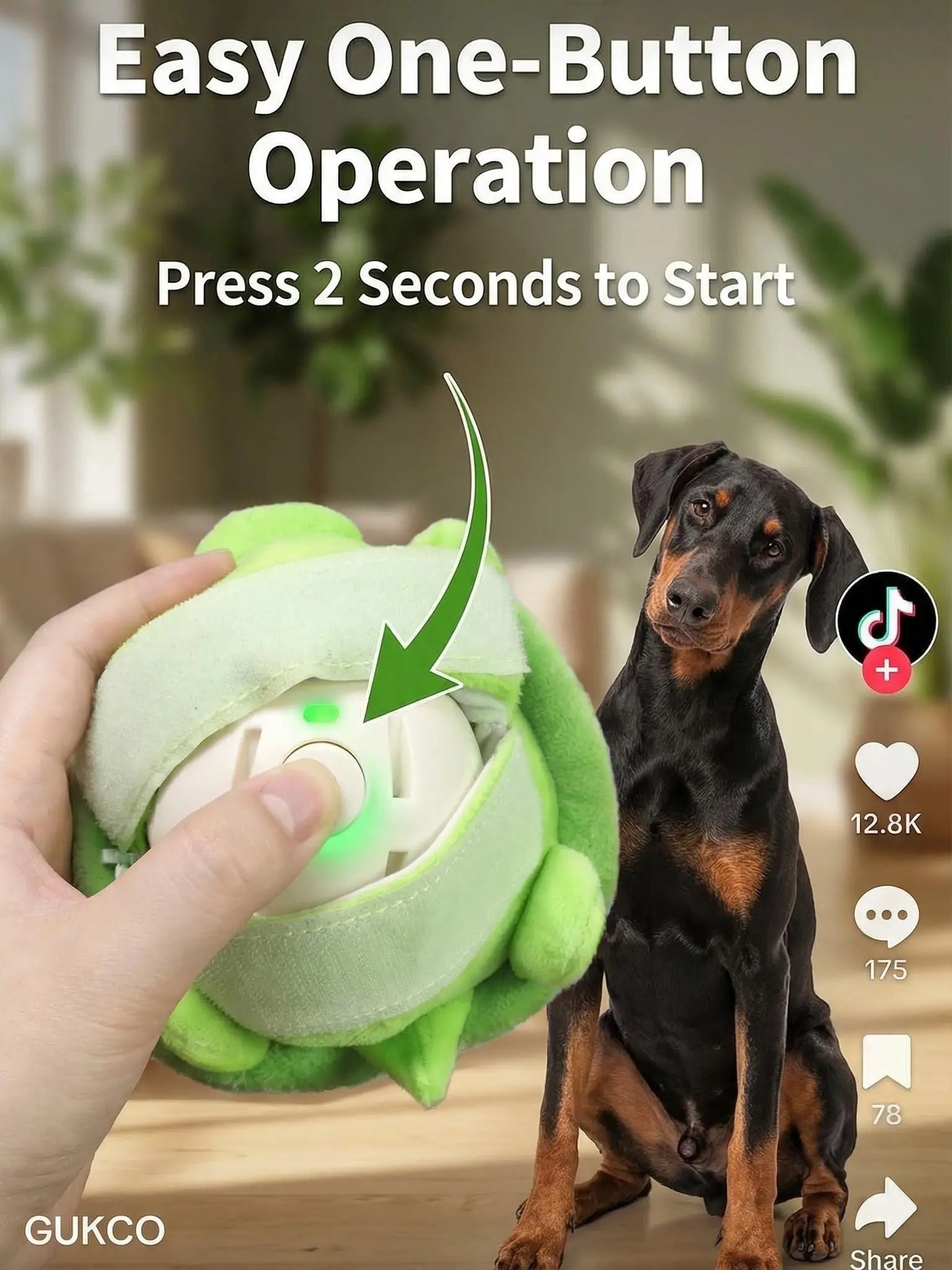 Interactive Motion-Activated Dog Ball - USB Rechargeable Automatic Rolling Toy with Squeaker for Boredom Relief in Small, Medium, and Large Dogs and Cats - Durable Indoor and Outdoor Pet Toy