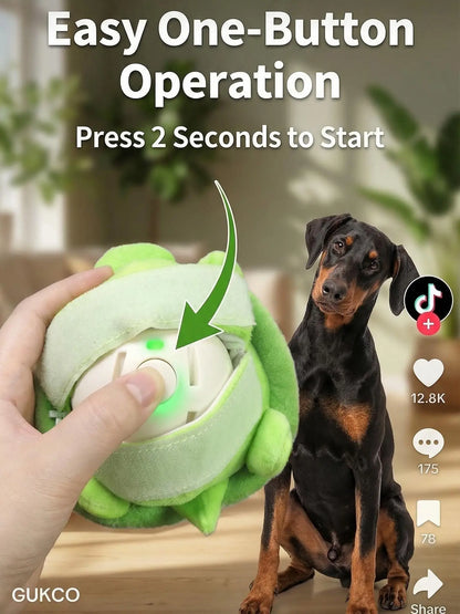Interactive Motion-Activated Dog Ball - USB Rechargeable Automatic Rolling Toy with Squeaker for Boredom Relief in Small, Medium, and Large Dogs and Cats - Durable Indoor and Outdoor Pet Toy